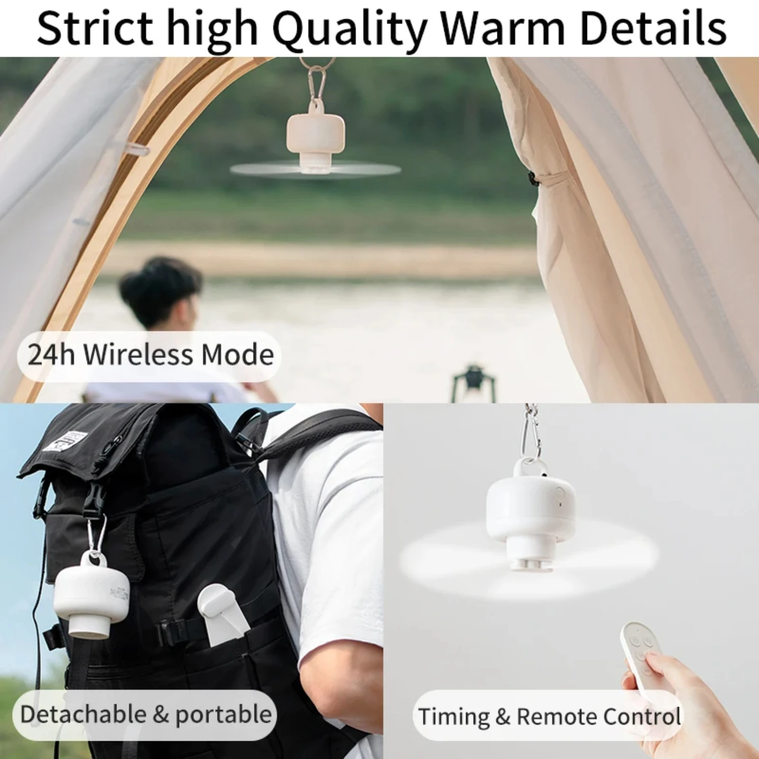 New Sleek and energy-efficient portable ceiling fan with remote control, perfect for bedroom, living room, or outdoor use. This 