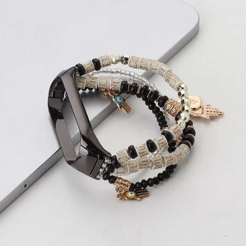 Bracelet de Remplacement pour Xiaomi Mi Band 8 7 6 5 4, Ceinture de Montre, Bijoux, Perles, pour Femme, Pendentif