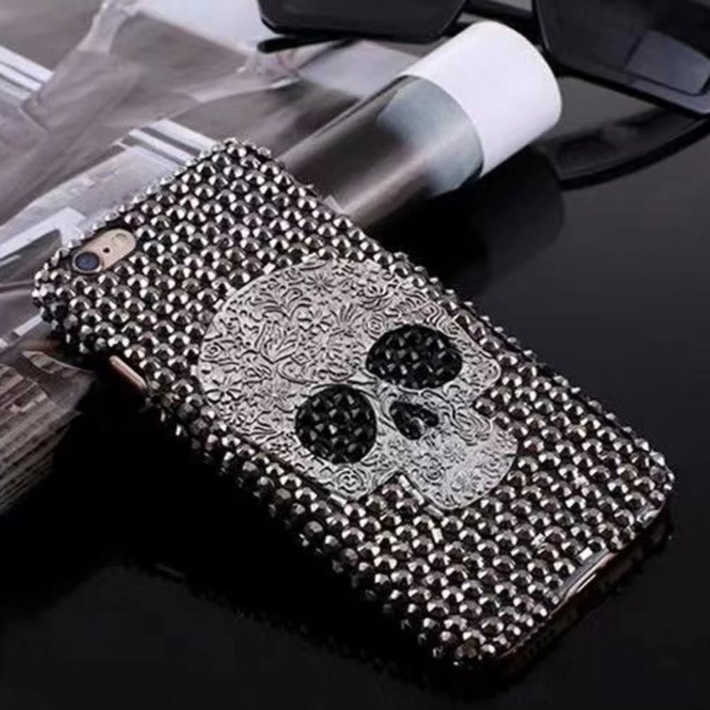 

Sinocom Handa Diamond Skull phone case For iphone11 13mini XR 12 XS Max 7 8 Bling Glitter Protective Cover shell Back Cases