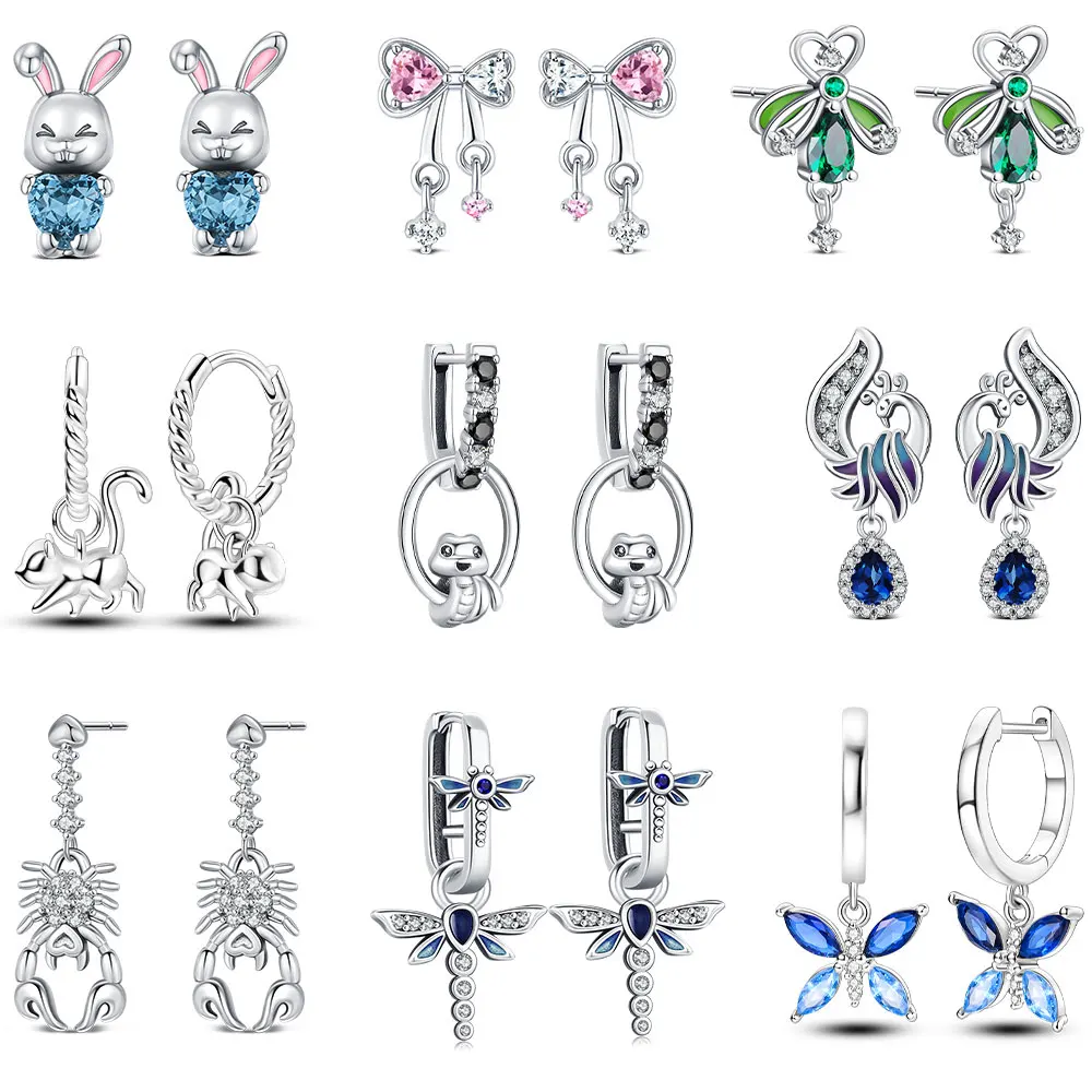 S925 Sterling Silver Hoops Earring For Women Elegant Jewelry Snake Rabbit Cute Classic earring Fashion Daily Wear Jewelry Gifts