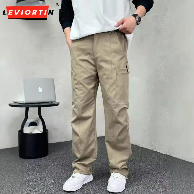 Autumn Quick Drying Casual Paratrooper Pants For Men Versatile Loose Straight Leg Pants Outdoor Fashion Workwear Trousers