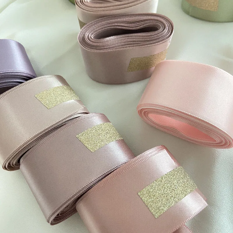 Silk Satin Ribbon Roll 25 40mm DIY Artificial Silk Rose Mauve Beige Wedding Party Decoration Gifts Scrapbooking Crafts Supplies