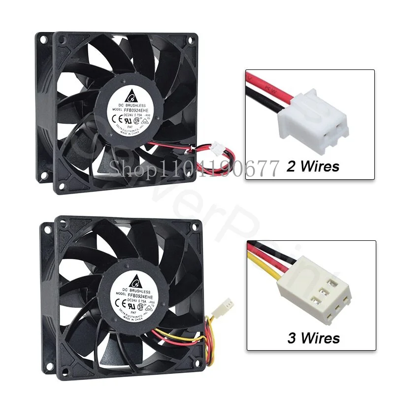 For Delta Cooler FFB0924EHE 9038 9CM DC24V 0.75A 2 Lines/3 Lines Inverter Fan