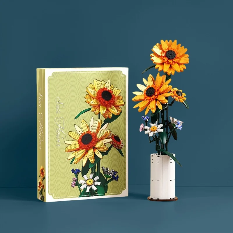 

824PCS Potted Flower Series Building Blocks - Sunflower Creative Handmade Toy - Boys and Girls Birthday and Holiday Gift