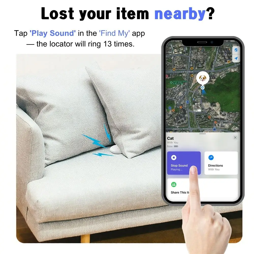 GPS Locator Key Finder Mini Smart Tag Cat Tracker Anti-lost Wallet Alarm Find My (iOS Only) Air-Tag Pets Dog Kids Luggage