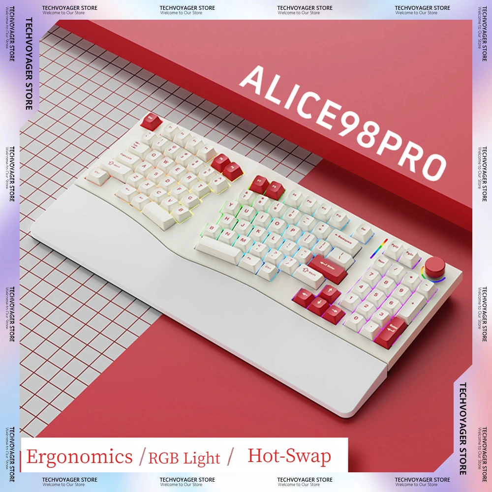 

New FEKER Alice98 Pro Mechanical Keyboards RGB Ergonomics Hot-Swap Wireless Wired Tri Mode Custom Keyboards PC E-sports Gifts
