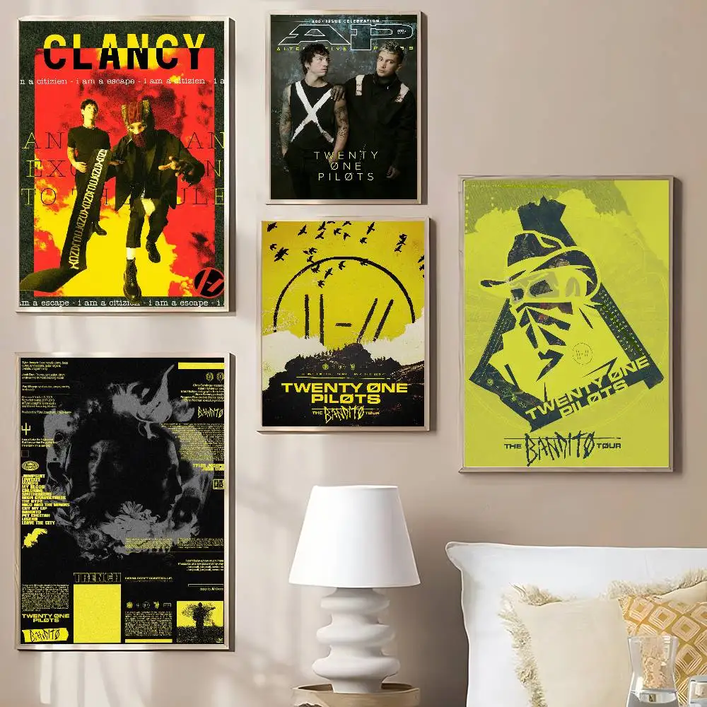 T-Twenty One P-Pilots Band Anime Posters Sticky HD Quality Wall Art Retro Posters For Home Kawaii Room Decor