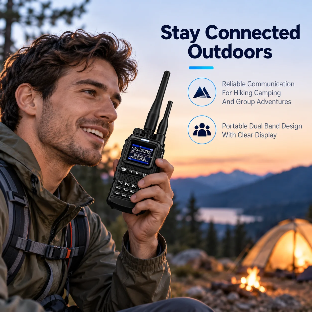 AOLIVIYA SHX8650 5W Dual Band Walkie Talkie Two Way Radio VHF UHF Handheld Ham Radio USB Type C Rechargeable Outdoor Camping