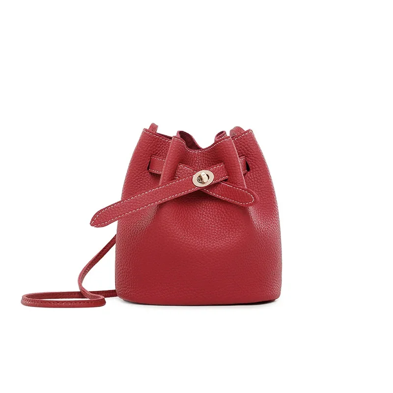 Bucket Shoulder Bag Women Drawstring Crossbody Bag Female Messenger Bags Ladies Synthetic Decorative Leather Handbag