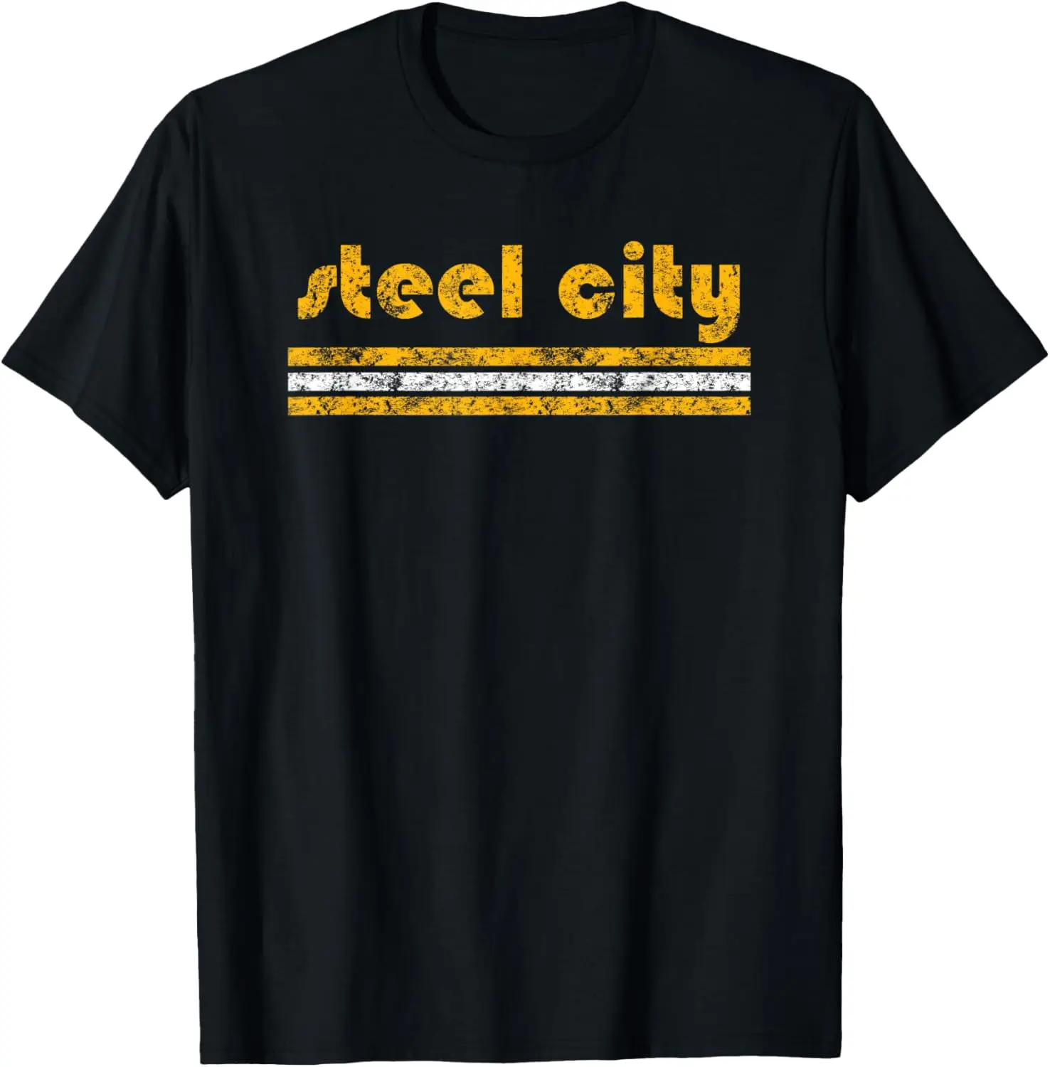 

Pittsburgh Retro Three Stripe Weathered Steel City T-Shirt