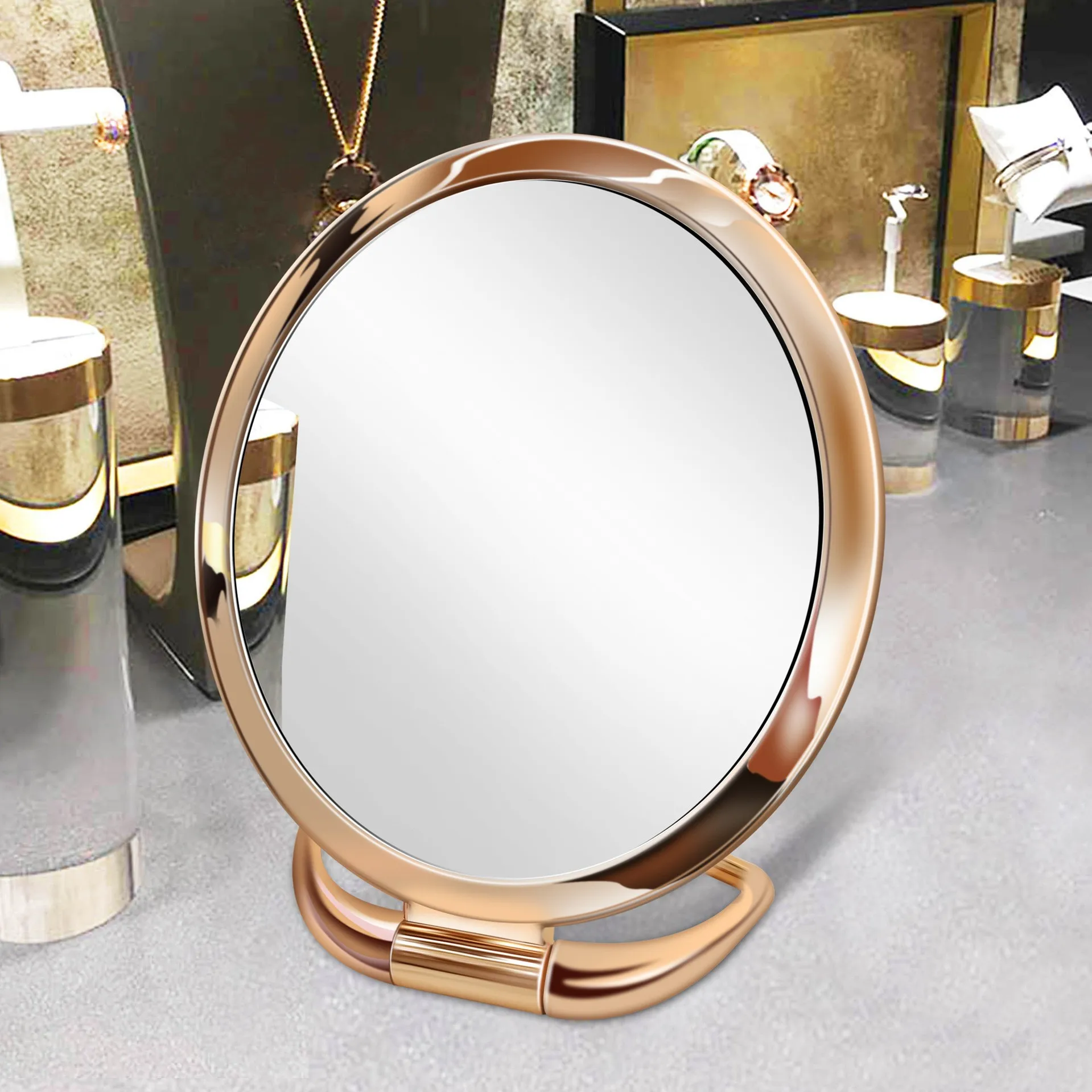 Handheld Mirror Double-Sided Magnifying Makeup Mirror With Handle Home Salon Barbers Hairdressers Practical Hand Mirror