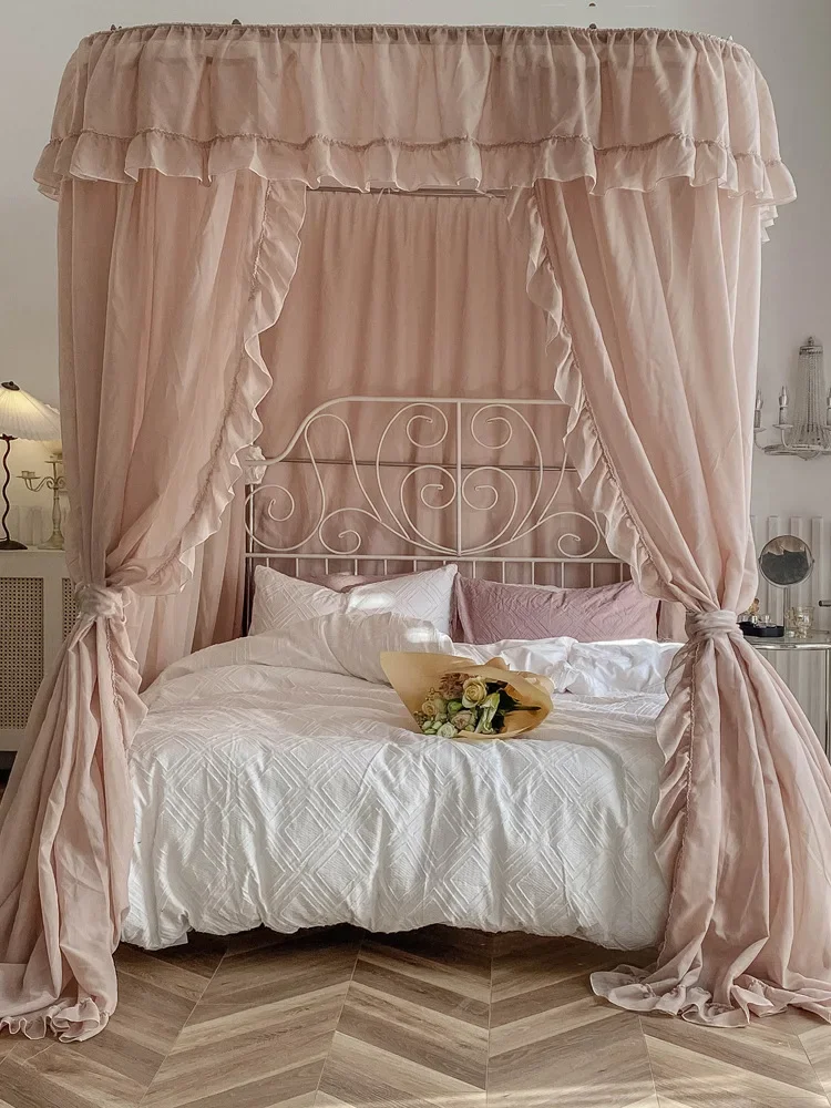 Rede mosquiteira luxuosa estilo princesa para uso doméstico, cama de 1,8 m, estilo europeu, trilho guia em forma de U, cama com luz, novo, S2024