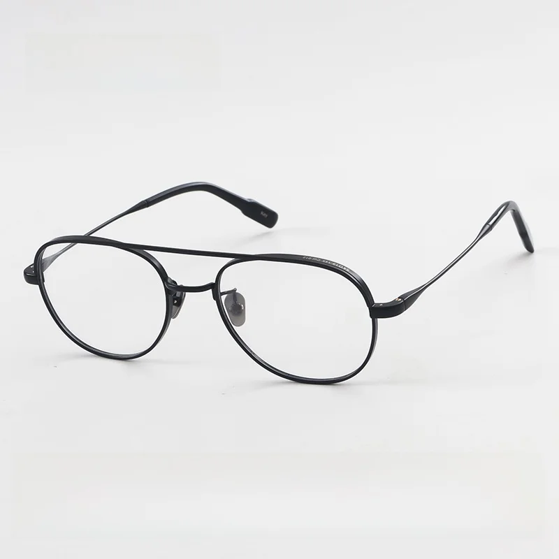 matte-titanium-pilot-style-eyeglass-frame-unisex-near-sighted-fashion-retro-trendy-brand-kimball-oval-frame-universal-fit