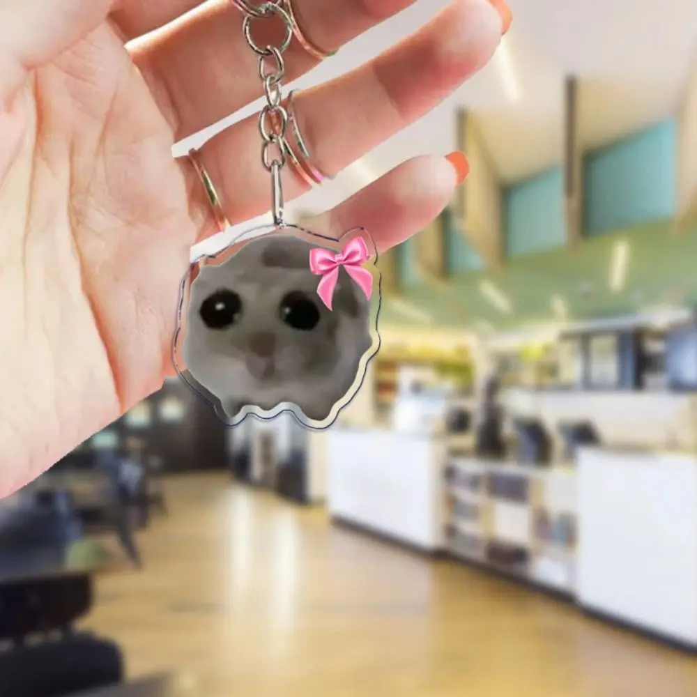 Fun Meme Im Just A Girl Sad Hamster Key Chain Keychains Ring for Accessories Bag Funny Pendant Keyring Jewelry Fans Gifts