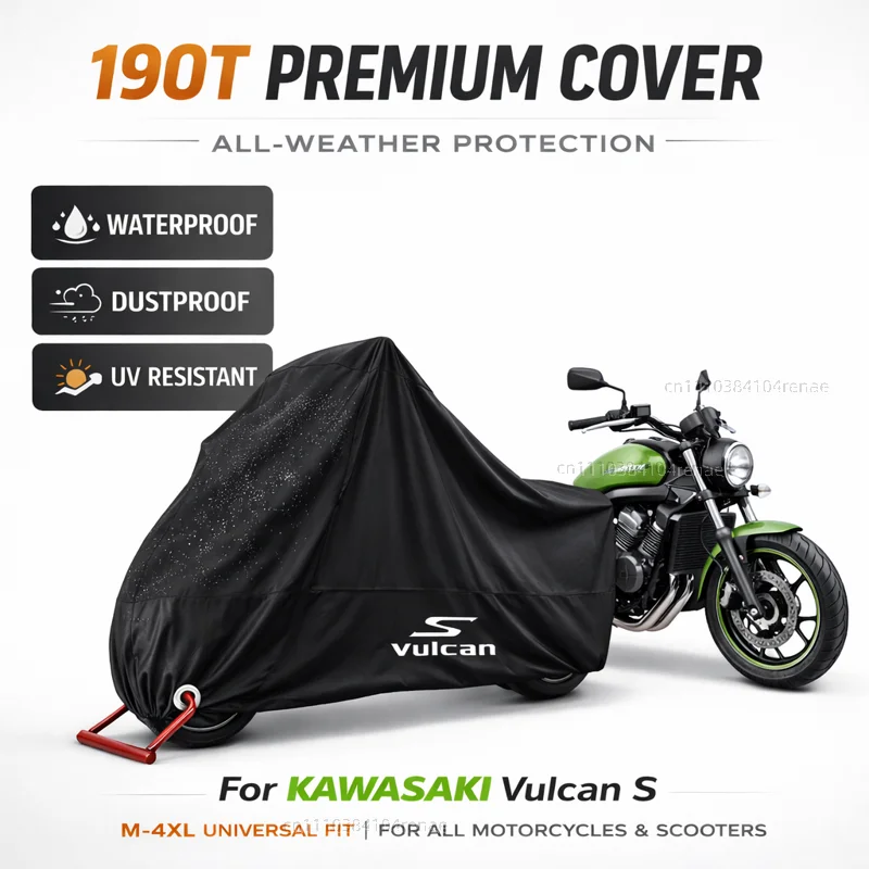 

Чехол для мотоцикла KAWASAKI Vulcan S VN650 2015-2024 190T, водонепроницаемый, пылезащитный, с защитой от ультрафиолета, всесезонный