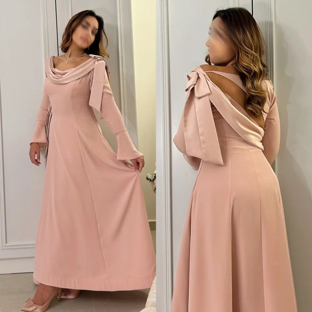 

Customized Exquisite Sizes Available Jersey Pleat A-line Scoop Neck Long Dresses Bespoke Occasion Dresses Fashion Casual