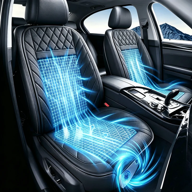 2 PIÈCES Coussin de siège de voiture ventilé et chauffant 12V, Housse de siège de voiture à refroidissement et chauffage rapide, Universel pour l'intérieur, Siège rafraîchissant d'été pour SUV et camion