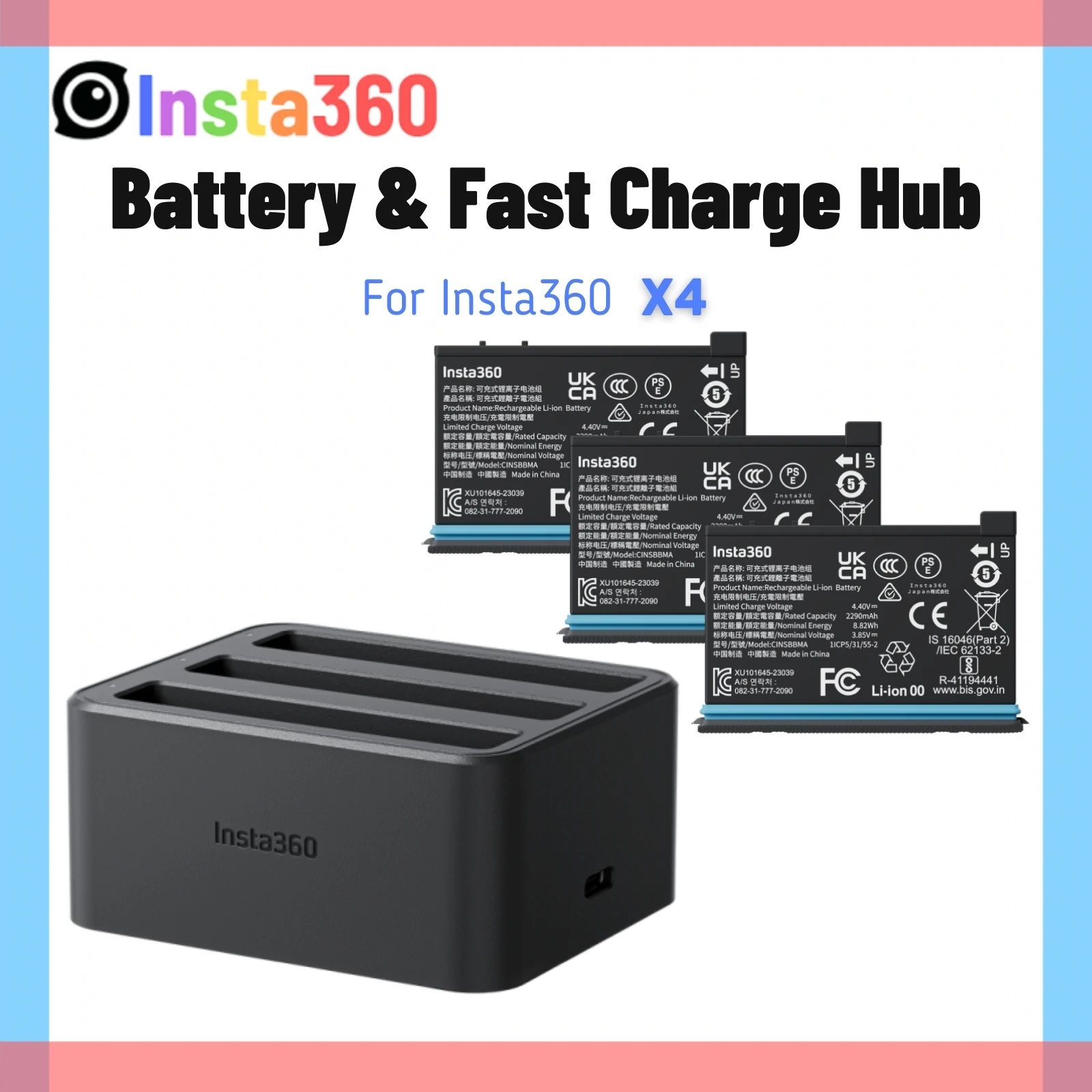 Insta360 X4 Battery Charger Fast Charge Hub Charging Case 2290 mAh Battery Pack For Insta 360 X4 Original Power Accessories