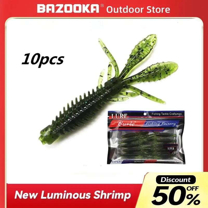 Bazooka-Fishing Lure Shrimp Jumping Fake Soft Bait Biomimetic Metal Jig Spinner Rainbow Wobblers, Fishy, Bass Pike Shore, Winter