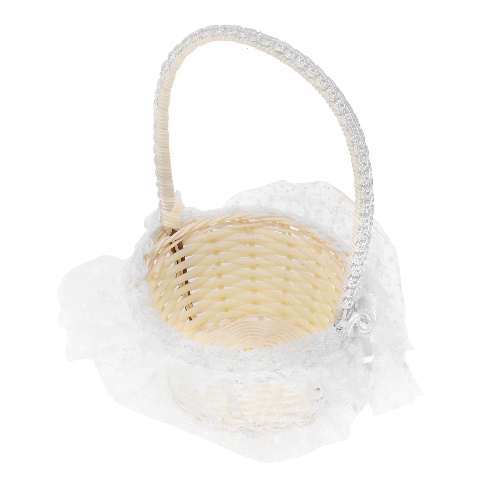 Rattan 13x18cm White Wedding Petal Girl Basket Small Handheld Flower Girl Baskets For Weddings Storage Baskets for Flower Girls