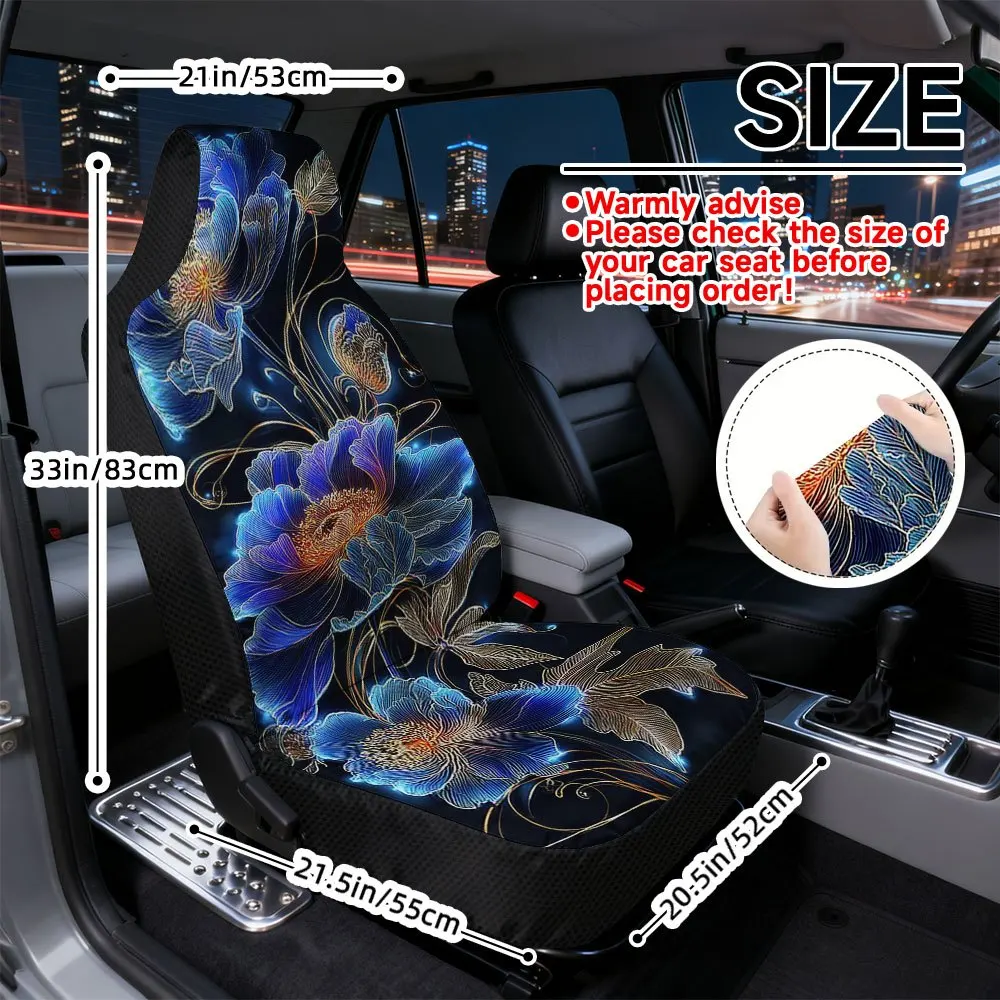 2pcs Floral Pattern Decorative Auto Seat Covers | Universal Fit For Cars, SUVs, Trucks | Stylish And Elegant Look With Fresh Upg