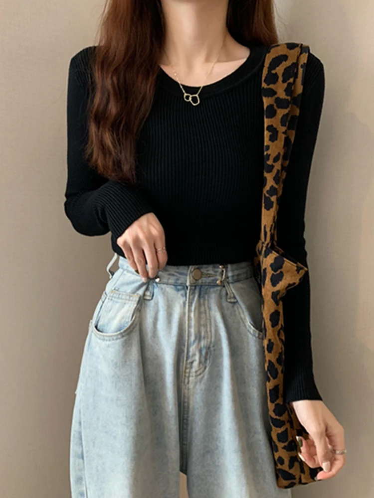 Slim Fit rotondo Ne Long Sve Maglione lavorato a maglia Strato base irt per donna Bla Primavera Autunno Nuovo Sle Pendolarismo Sle Calore...