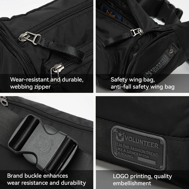 Volunteer Men's Crossbody Bag Fashion Oxford Cloth Messenger Waist Bags for Men Casual Multifunctional Chest Bag Male 1825-09