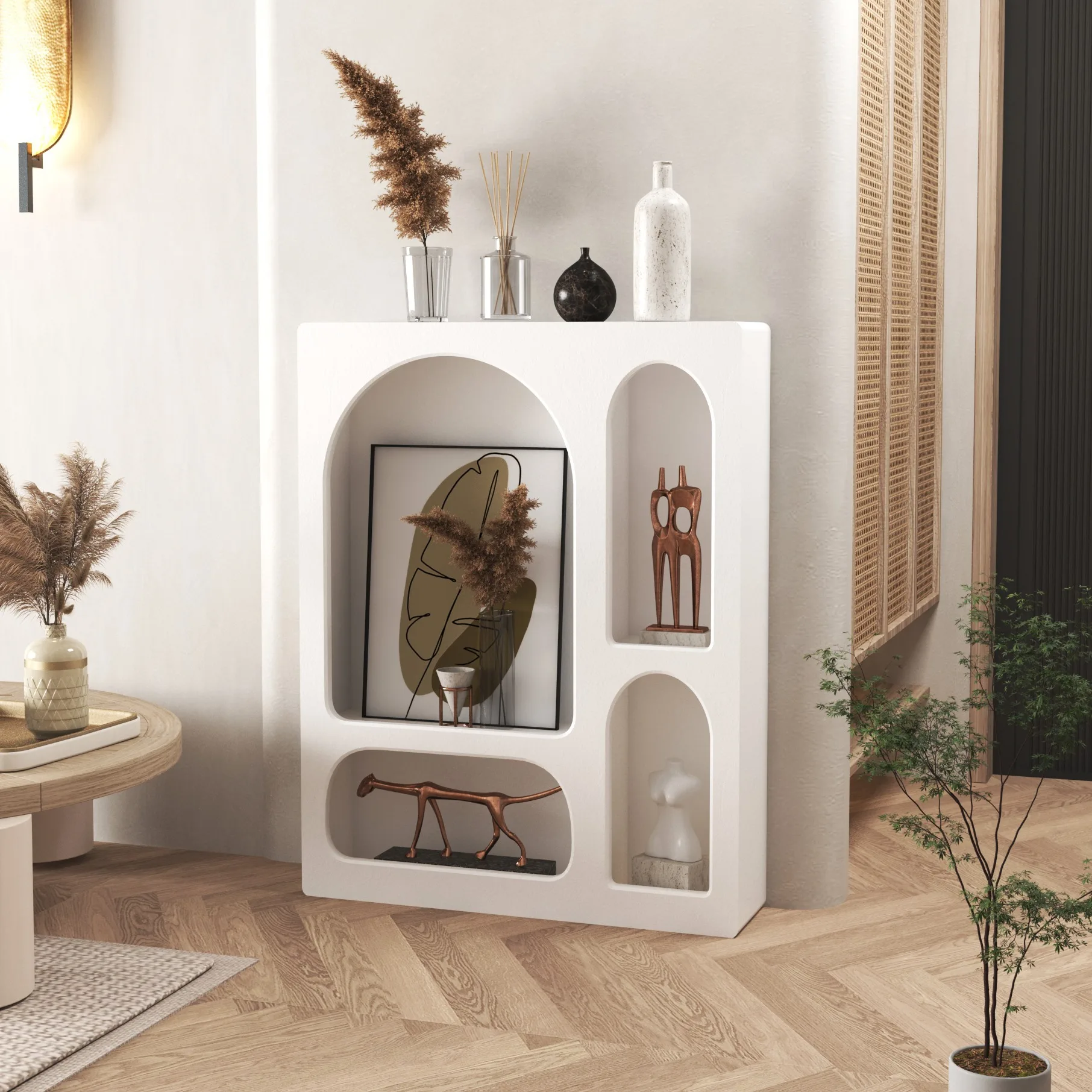 

French milk white porch storage cabinet simple modern locker display decorative cabinet artistic shelf ins wind