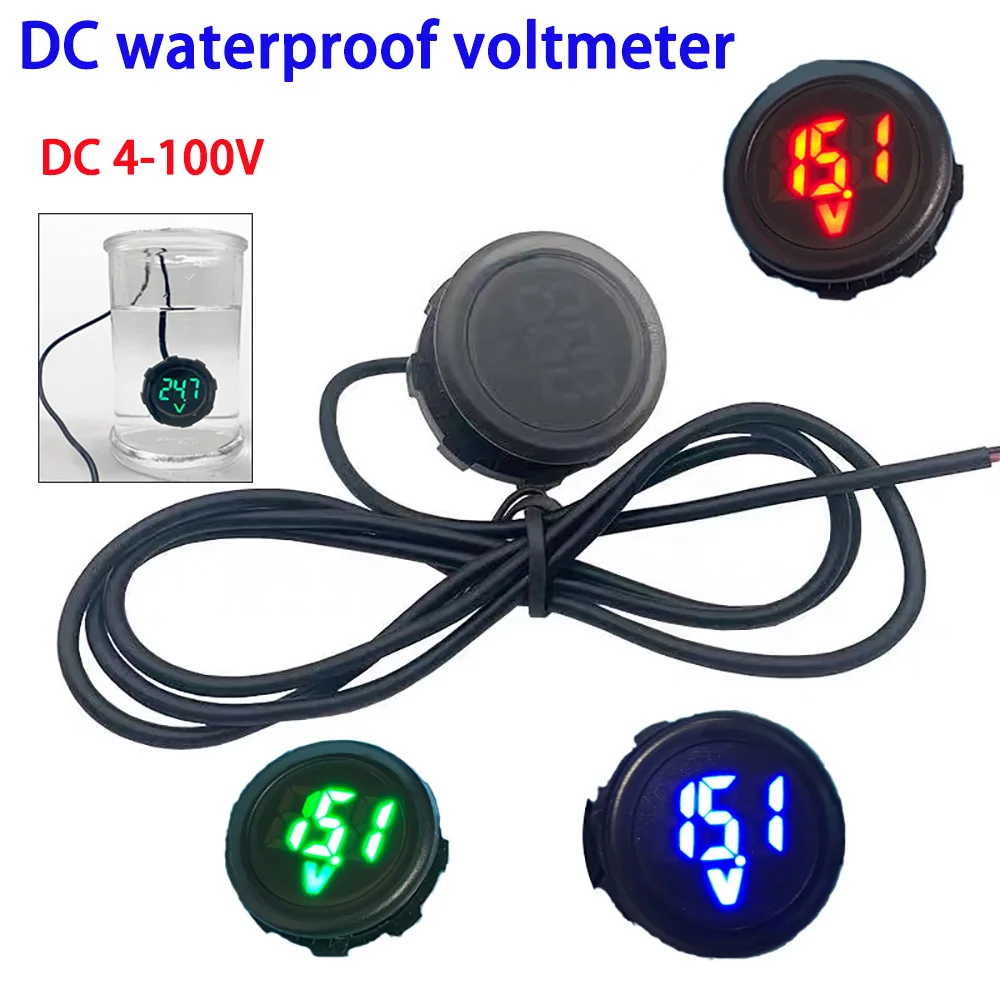 DC 4-100V LED Digital Display Circular Two-wire Voltmeter DC Digital Voltmeter Head Display Reverse Connection Protection