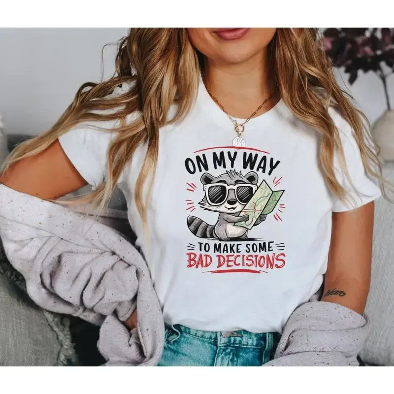 On My Way To Make Some Bad Decisions T Shirt Funny Raccoon Cute For Animal Lover Decisoins