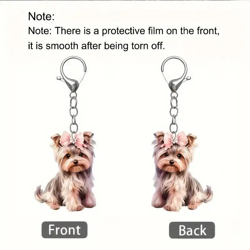 Cute Yorkshire Dog Keychain Acrylic Punk Puppy Key Chains Doggy Pets Keyring Car Backpack Gifts for Dog Lovers Accessories