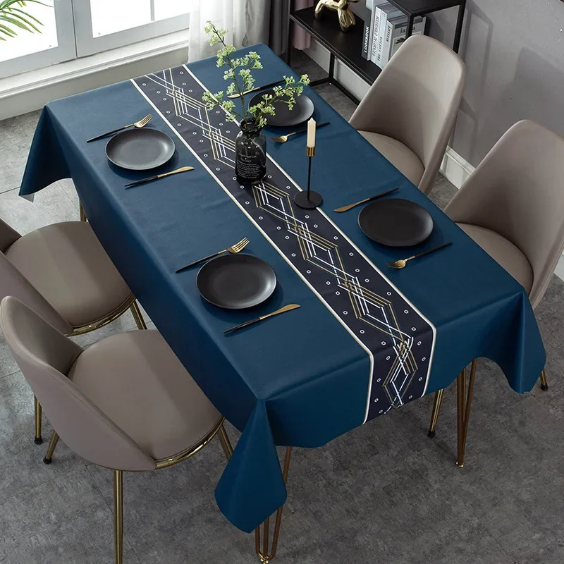 Nordic PVC Blue Oil-proof Waterproof Tablecloth Table Cover Rectangular Table Cloth Dining Table Decoration Mantel De Mesa