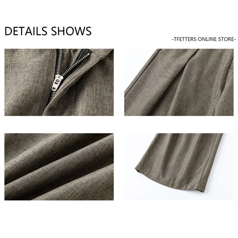 TFETTERS مصمم السراويل الرجال 2025 الخريف موضة بنطال ذو قصة أرجل واسعة مطوي عادية ريترو السراويل الفضفاضة للرجال الشارع الشهير