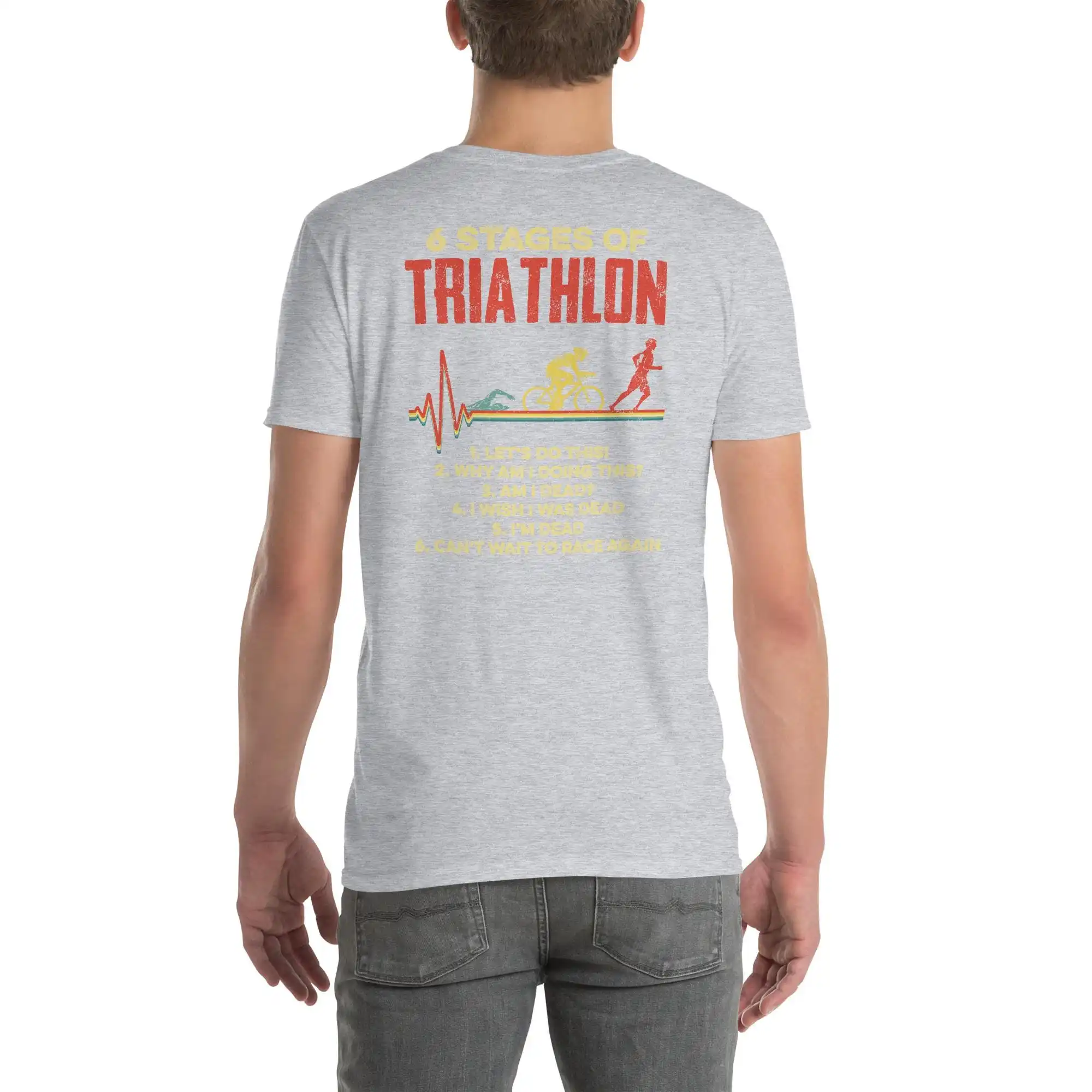 6 Stages of Triathlon Unisex T-Shirt Summer Men's Tracksuit Letter Print Crew Neck Short Sleeve Casual Pullover Sportswear Tops