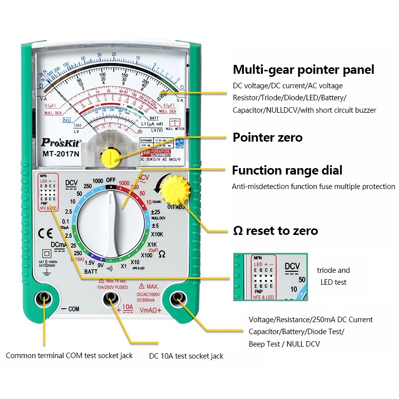 24/26 Gear Multimeters MT-2017N pointer multimeter pointer multimeter high precision Electrical Instruments Measurement