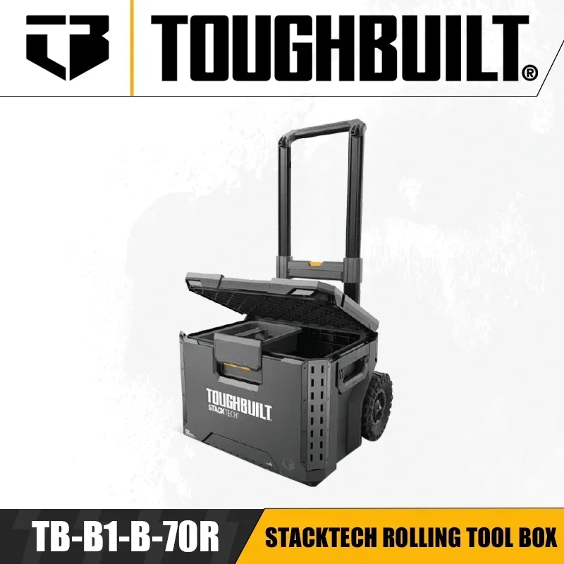 TOUGHBUILT TB-B1-B-70R StackTech Rolling Tool Box Multi-functional Maintenance Parts Box Storage Caddy Removable Trolley Toolbox