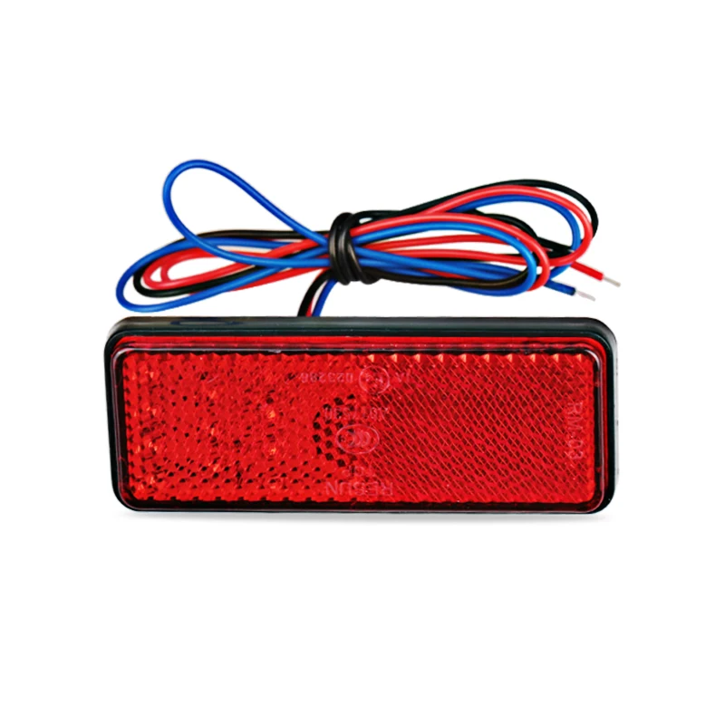 Urbanroad 1Pcs Motorcycle Reflector Tail Brake Rectangle Turn Signal Light Lamp 24 LED Reflectors for Truck Side Warning Lights