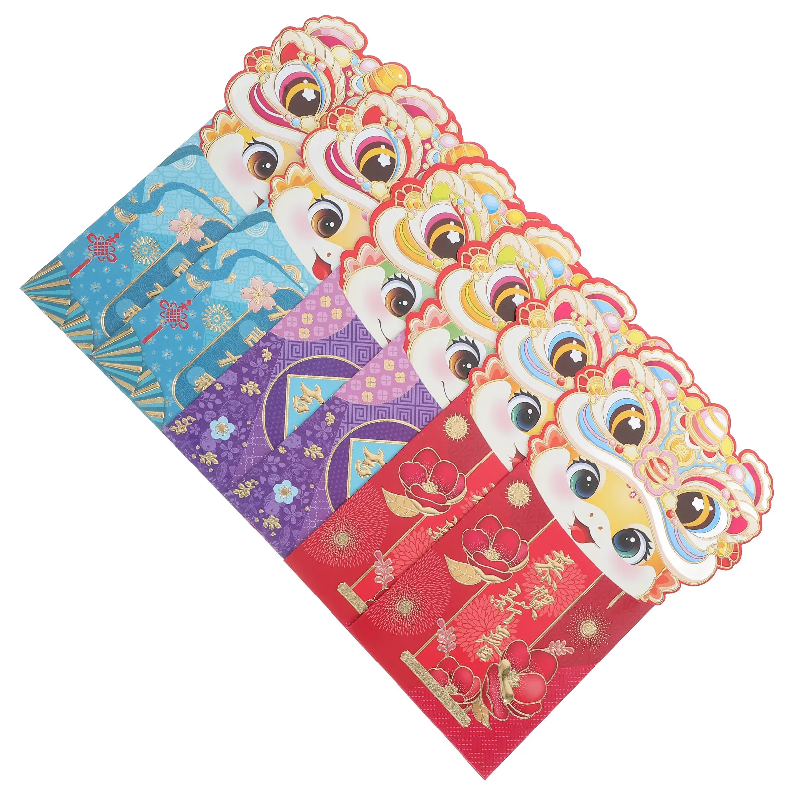 

6 Pcs Cartoon Red Envelope Bags Airmail Chinese New Year Hong Bao Wedding Birthday Money Packets Envelopes for Gifting
