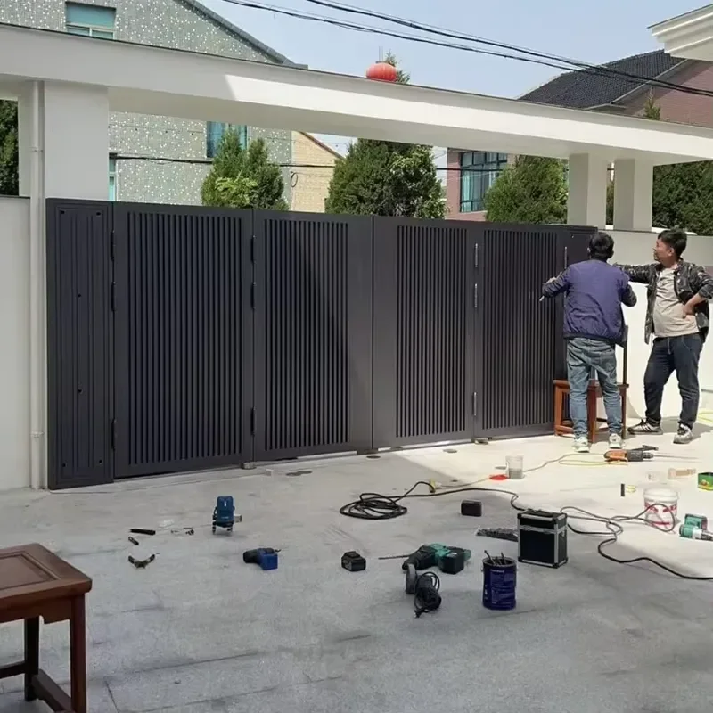 Modern Aluminum Alloy Side Opening Fence Gate for Courtyard Villa Garden & Community Village Factory Direct Sales