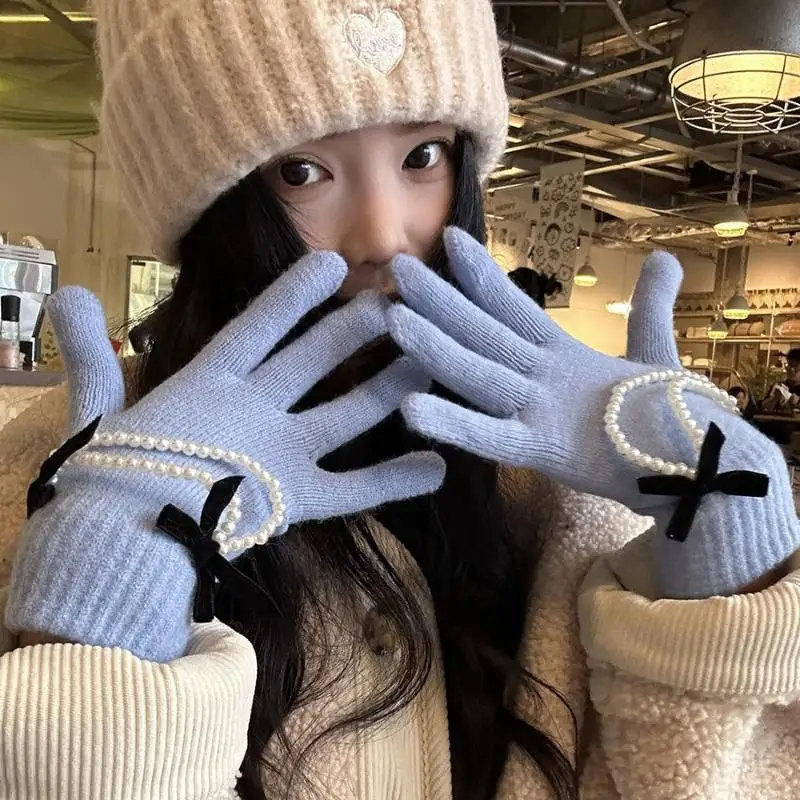 قفازات كاملة الأصابع تمتد قفازات الشتاء الدافئة قفازات سميكة سميكة للطقس البارد والأنشطة الخارجية الشتاء #4