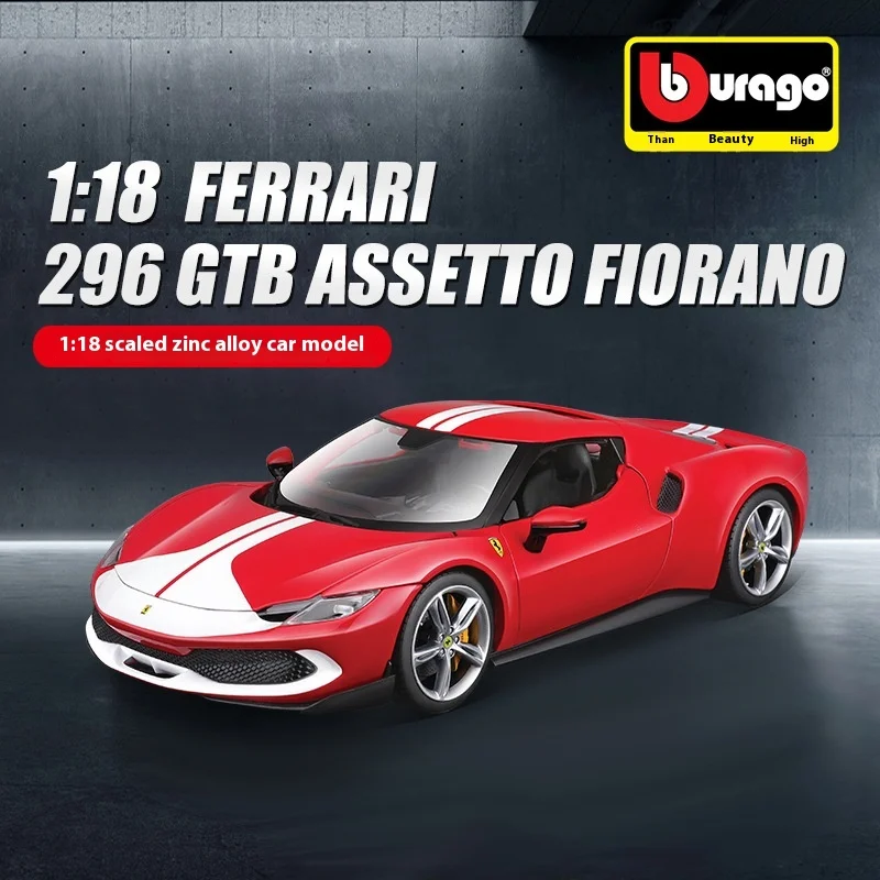 

Спортивный автомобиль Burago Ferrari 1:18 296gtb, модель из сплава, учебное украшение, имитация детской коллекции, игрушки