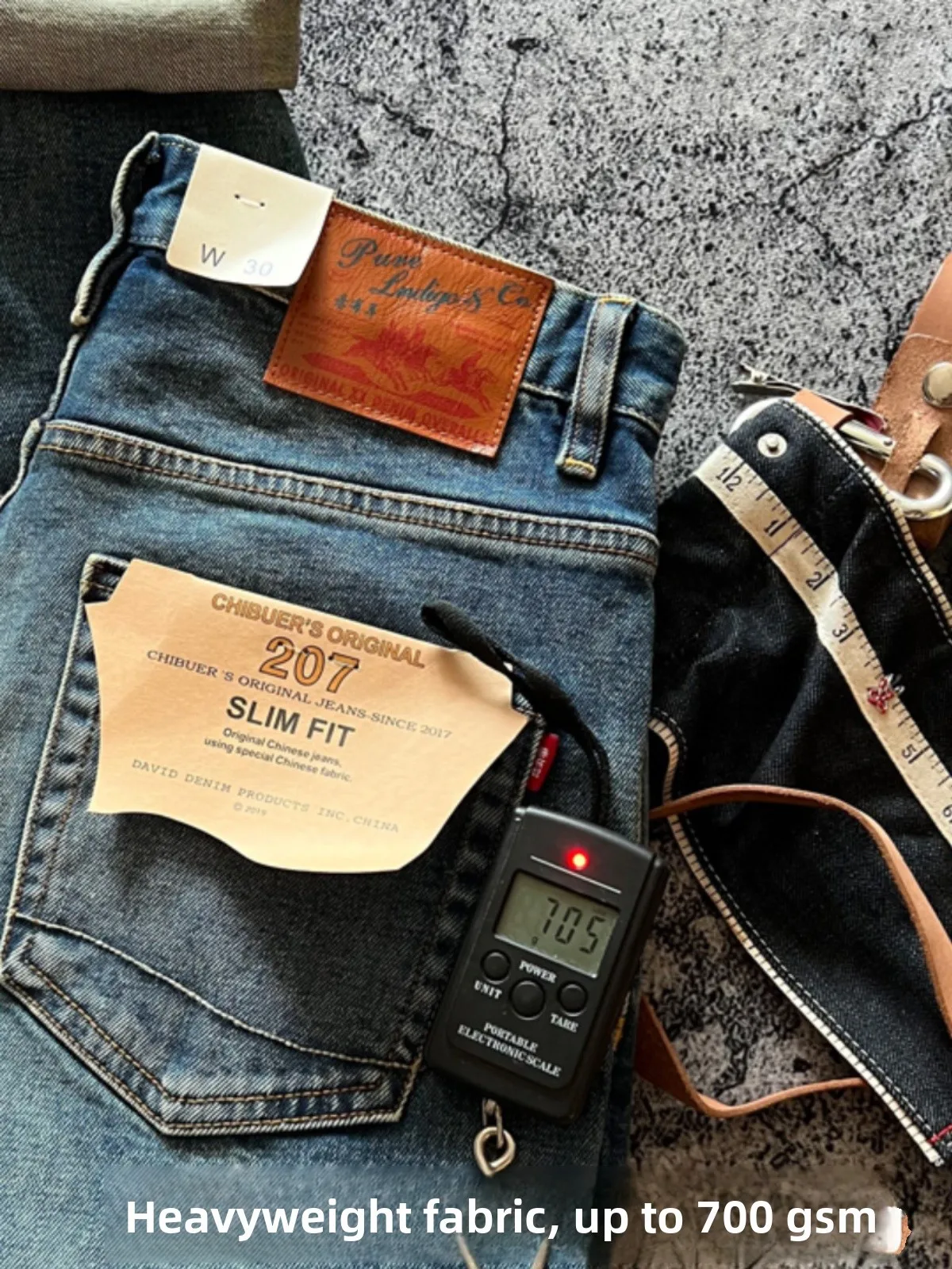 

American Casual Classic Fit Straight Leg Cotton Stretch Denim Heavyweight Retro Red Ear Jeans Trendy Long Pants Youthful