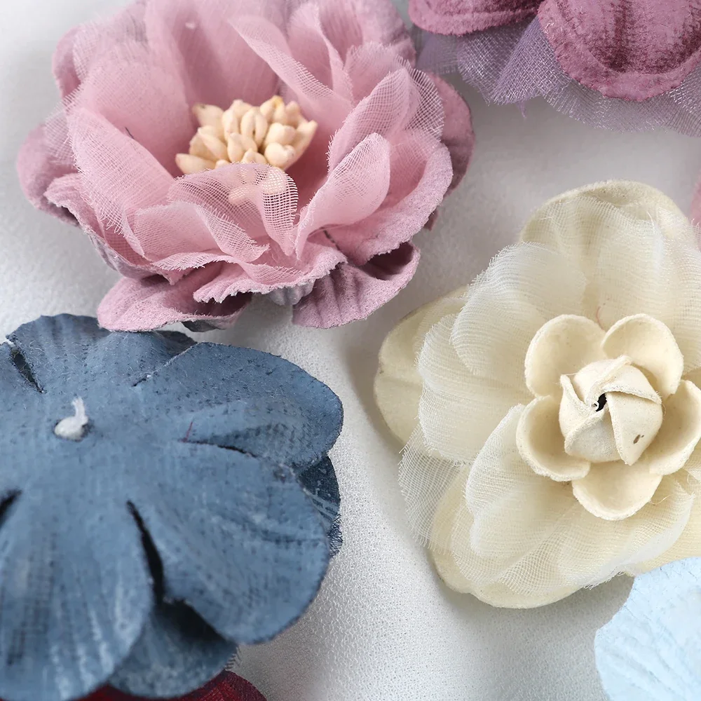 10pcs Rolled Rosette Flower DIY Fabric Flower for Women Girls Hair Accessories DIY Handmade Brooch Hat Shoes Fabric Flowers