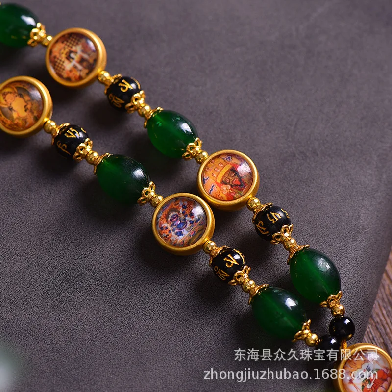 جديد التايلاندية البوذية العلامة التجارية الألعاب الثقافية Tangka Wuye حبال معلقة البلوزات سلاسل العقيق الأسود القلائد قلادة للرجال محظوظ يهودي