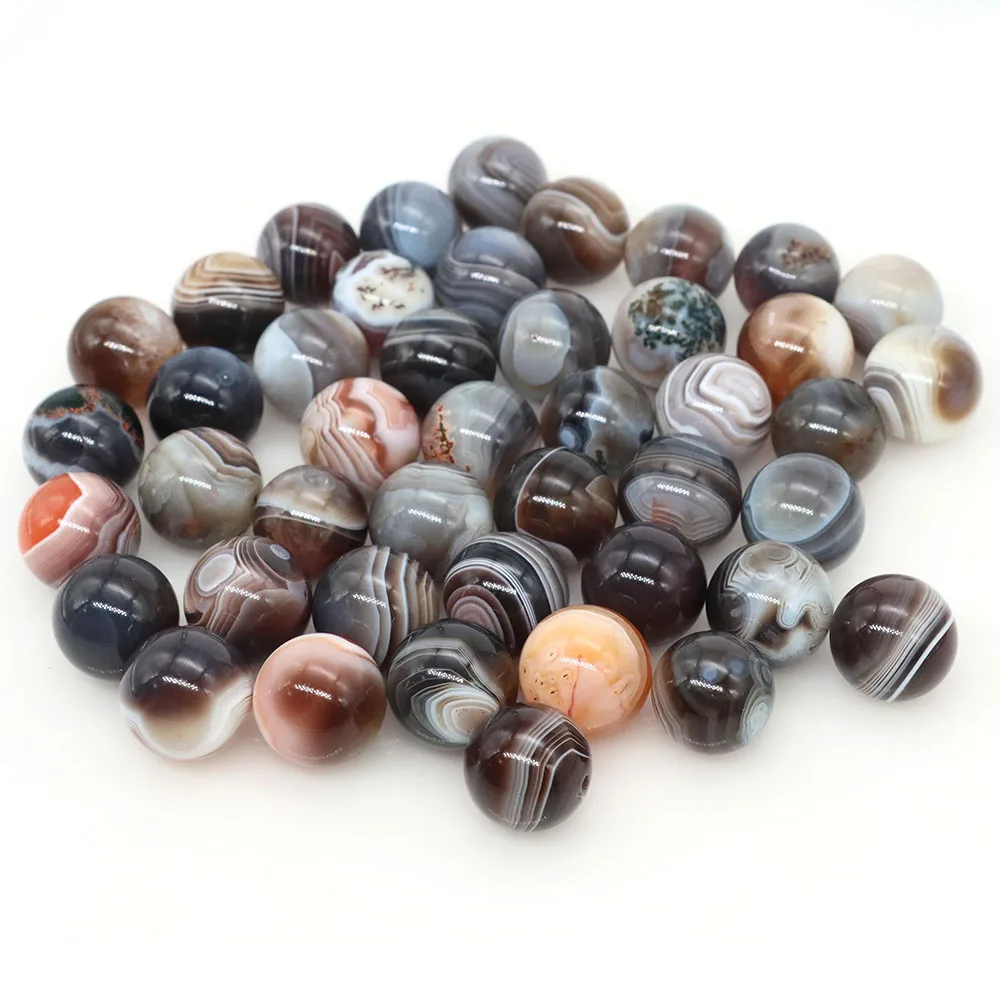 16-18mm Natural Stone Crystal Ball Sphere Botswana Agate Quartz Round Beads Healing Gemstone Mineral Specimen Globe Decor Gifts