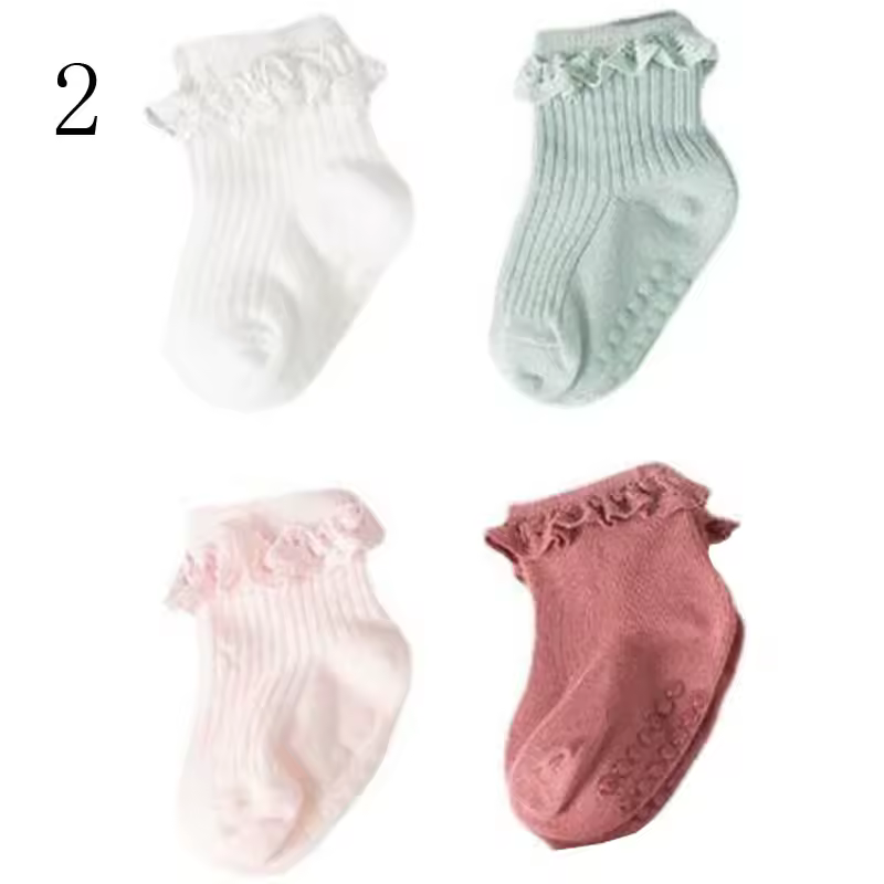 4Pair/lot new baby children's non-slip autumn winter cotton socks solid color baby foot socks - Image 18