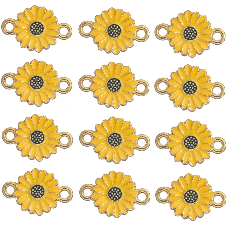 10pcs/lot Sunflower Daisy Flower Connector Charms Pendant DIY Handmade Necklace Bracelet for Jewelry Making Accessories