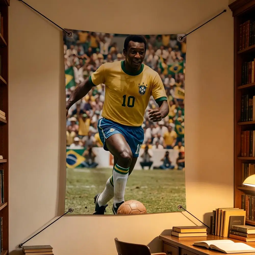 Football Pele Brazil Legend Icon Flags Personalized Flag Room Dorm Camping Picnic Garage Bar Indoor Outdoor Wall Decor