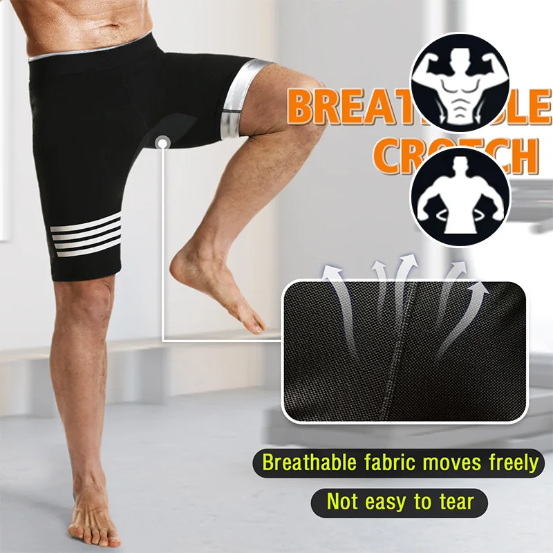 Męskie spodenki do sauny, krótkie, termoaktywne legginsy do sauny, kompresyjne spodnie z wysokim stanem, modelujące sylwetkę, kombinezony do sauny.