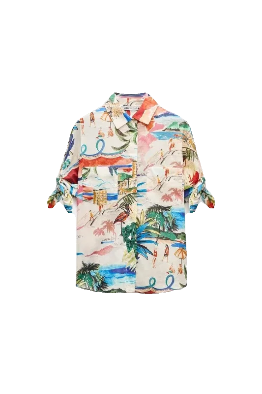 تنورة نسائية متوسطة الطول جديدة لصيف 2024 ort Sve مطبوعة irt فضفاضة تناسب شرابة تفاصيل نسيج بوليستر عادي طول Sve